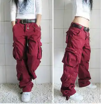 Широки панталони 5 цвята 2020 нов пристигане плюс размер панталони-карго дебели тела джобовете на хип-хоп жени хип-хоп свободни дънки хакове S50