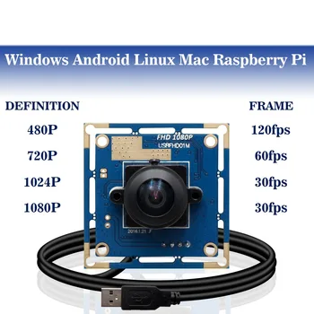 Широкоъгълен-USB модул камера Ominivison OV2710 1080P MJPEG 30fps / 60fps / 120fps висока скорост на 180 градуса fisheye уеб камера камера модул