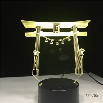 Японски храм Джинджа USB 3D led Night light Multicolor RGBW Festival Gift декоративни светлини настолна лампа спалня Drop ship AW-765