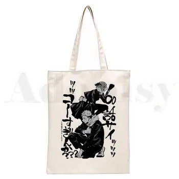 Японското Аниме Jujutsu Kaisen Mitko Itadori Чанти Кърпа Платно Чанта За Пазаруване Жени Торби За Многократна Употреба През Рамо Bolsas
