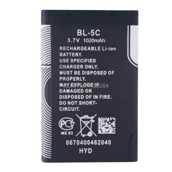 1020mAh батерия BL-5C BL5C BL 5C литиево-йонна батерия литиева батерия за Nokia 1112 1208 1600 2610 2600 n70 n71 подмяна на мобилен телефон cell