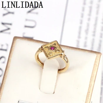 10шт търговия на Едро с високо качество на мода да се смесват цвят CZ златист цвят квадратни годежни пръстени за жени