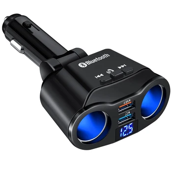 12V / 24V запалка USB зарядно устройство за Дърва 90W Bluetooth USB зарядно устройство с 2 гнезда с дисплей LED напрежение