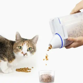 1бр кутия за съхранение на храна за домашни любимци контейнера плътно затварящ се контейнер за храна на кучета, котки с мерным кръгове стъкло прозрачен