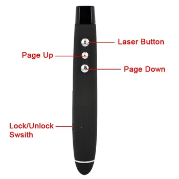 2 в 1 USB лазерна показалка писалка дистанционно управление мощен и функционален офис Червен лазерен показалец Teach Pen presenter за Powerpoint