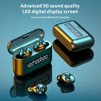 2000MAH Bluetooth слушалки 3 LED дисплей с микрофон спортни водоустойчиви слушалки TWS сензорно управление слушалки за всички телефони