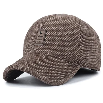 2019 Зимни бейзболна шапка удебелена топло Папина шапка възстановяване на предишното положение Bone Caps защита на ушите приталенная шапка за мъже шофьора регулируема спортна шапка