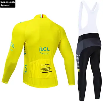 2020 Pro World Tour FRANCE Team жълто Колоездене Джърси дрехи с дълъг ръкав 20D гел под наем спортни дрехи Ropa Ciclismo
