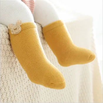 3 чифта/лот ново бебе момче памучни чорапи дебели Детски чорапи есента и зимата са топли детски чорапи за краката са къси чорапи за новородени