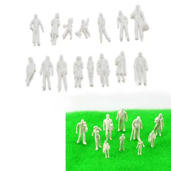 300pcs 1:100 1:150 1: 200 смесени миниатюрни бели фигури на архитектурен модел на човешки мащаб HO модел ABS пластмаса хора