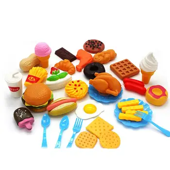 34шт детска кухня играчки за рязане на плодове, зеленчуци, пластмасови напитки храни комплект Кат се преструвам играе ранното образование играчка за деца