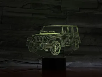 3D лампа Jeep Battery Powered Color Changing with Remote Decoration for Indoor Atmosphere Led Night Light Lamp Artistic
