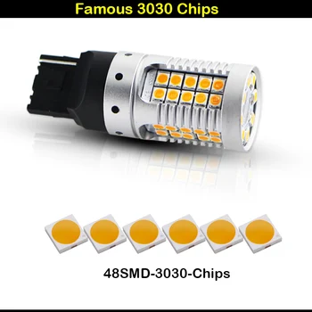 (4) Canbus No Hyper Flash Amber Yellow 7440 W21W WY21W T20 LED резервни крушки за автомобилни предните или задните стопове на завъртане