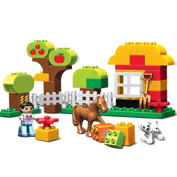 45шт Duplo голям размер Щастливи животни от фермата строителни блокове комплекти животни модел тухли съвместими Duplo играчки за деца