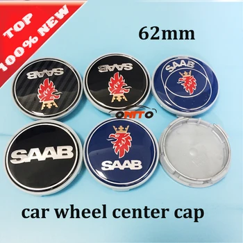 4бр/set 62mm / 63 мм Car Wheel Emblem Cap Auto Wheel Хъб Logo Cover black Carbon Fiber for saab 9-3 9-5 93 95 BJ SCS blue