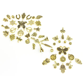50 бр./лот разход на античен златен цвят на европейските гривни, висулки стари медальони са подходящи за ръчно изработени САМ висулки бижута прави изводи