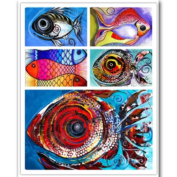 5D diamond живопис colorful fish САМ cross stitch kit abstract fish кристал embroidery art занаятите home room decoration gift