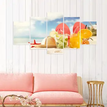 5pcs 5D САМ Full Пробийте Diamond Живопис Beach Cross Stitch Mosaic Kit Decor For Bedroon Living Room Decoration 95x45cm