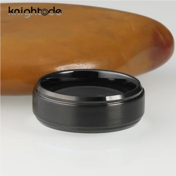 6 мм, 8 мм, Черно годежен пръстен от волфрам карбид пръстен любителите на бижута подарък със скосени ръбове матова повърхност дизайн удобна за засаждане