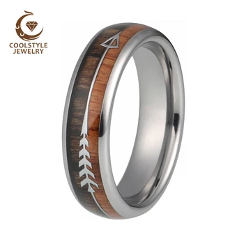 6 мм мъжки пръстен от волфрам карбид женски годежни пръстени Koa Wood Arrow Inlay куполообразная полиран лъскава удобна кацане