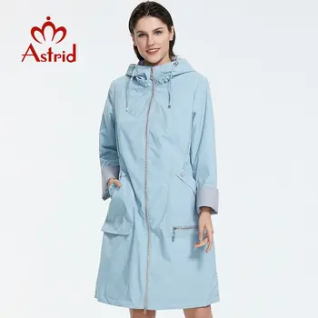 Astrid 2019 new women trench coat Spring long Hooded Solid color Coat Lightweight lady ' s Casual Windbreak Collection AS-1992