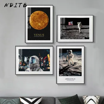 Astronaut Moon Mars Fashion Poster Universe Space Платно Wall Art Print Живопис Contemporary Art Picture Home Room Decoration