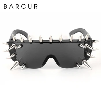 BARCUR нитове слънчеви очила жени луксозни steampunk слънчеви очила хип хоп стил на партията очила