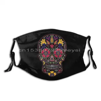 Day Of The Dead Sugar Skull Washable Face Mouth Mask Pattern Dia De Los Muertos защитен респиратор с филтър
