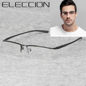 ELECCION високо качество на Титан половина на рамката за мъже очила късогледство очила на оптичен рецепта слънчеви очила рамка