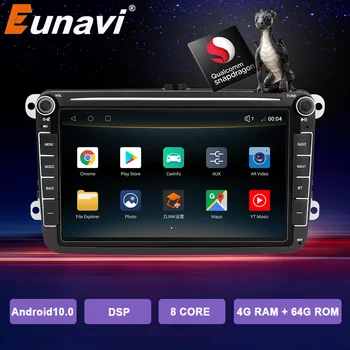 Eunavi автомобилен мултимедиен плеър с Android 10 за Volkswagen / Golf / Polo / Passat / b7 / b6 / SEAT / leon / Skoda 2din авто Авторадио Радиокамера