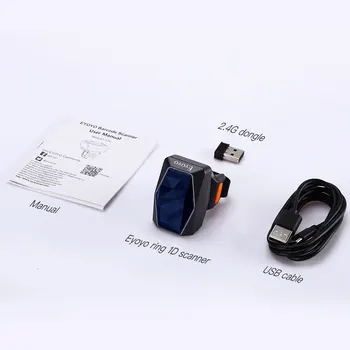 Eyoyo EY-016L 1D носимое пръстен баркод скенер, Bluetooth 2.4 Ghz безжична USB кабелна връзка, мини четец на баркод пръст