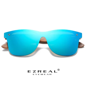 EZREAL слънчеви очила ръчно изработени мъжки поляризирани орех дървени очила Жени огледало реколта Oculos de sol masculino UV400 поляризирани лещи