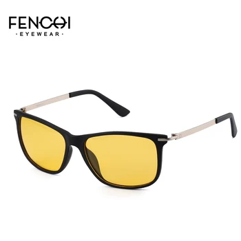 FENCHI квадратни мъжки слънчеви очила polarized ретро шофиране реколта мода нощно виждане метални слънчеви очила за мъже oculos de sol