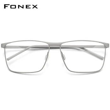 FONEX чист титан слънчеви очила рамка мъжете 2020 рецепта за очила за мъже квадратни очила късогледство оптична рамка за очила 8526