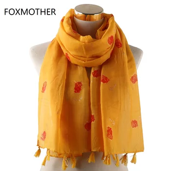 FOXMOTHER нов блестящ блестящ блясък мюсюлманска Роза цветни шалове Исляма. → Шал тайна бял жълт шалове 2019 Мода