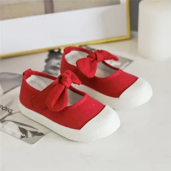 Girls Fashion Hook & Look Платно Sneakers Children Shoes For Kids Flats Heels Casual Loafer Bow-knot Shoes For Sports