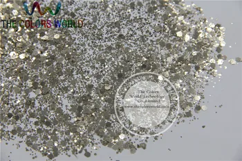 H22516-116 Mix size Platinum Gold Colors Hexagon shape Hex Glitter for Nail art and DIY supplies1pack=50g