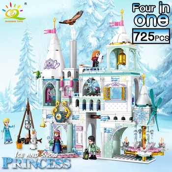 HUIQIBAO 725 бр. град лед сняг заключване вятърна мелница строителни блокове Принцеса момиче приятели Снежен човек цифри тухли играчки за деца