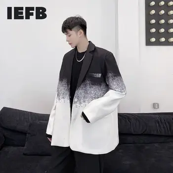IEFB Design Мъжки дрехи самоличността на наклон цвят тенденция мода костюм, палто от 2021 нов корейски всекидневен костюм, палто с дълъг ръкав 9Y3657