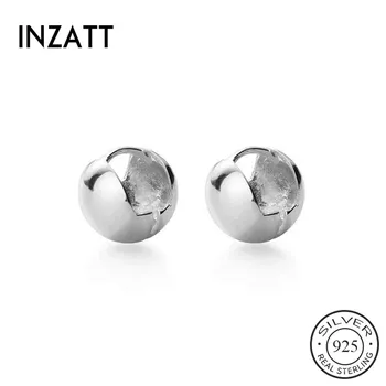 INZATT истинско сребро 925 куха топка Обръч обеци за мода жените партия минималистичен изискани бижута с хип-хоп аксесоари