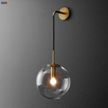 IWHD Gold Nordic LED монтиране на лампата до състои от спалня, всекидневна и баня стъклена топка стенни лампи Wandlamp апликация Murale