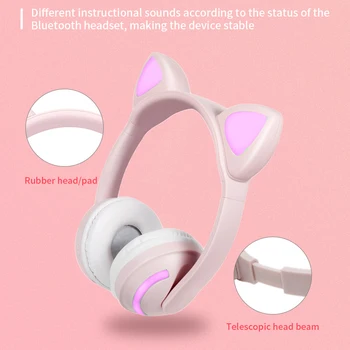 JINSERTA LED Cat Ear шумоподавляющие Bluetooth слушалки светещ стерео слушалки компютърни игри слушалките за деца