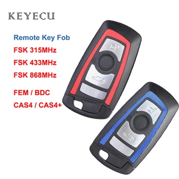 Keyecu 4 бутони на дистанционното на ключа FSK 315/433/868 Mhz PCF7953 за BMW F шаси МКЕ / BDC CAS4 CAS4+,YGOHUF5662, YGOHUF5767, HUF5661