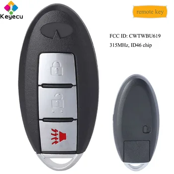KEYECU Smart Remote Control Car Key - 3 бутона и 315 mhz и ID46 чип-ключодържател за Infiniti FX35 FX45 2005-2008 FCC ID: CWTWBU619