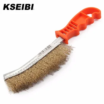 KSEIBI 331620 месинг с покритие ръчно с телена четка пластмасови тежкотоварни Сам инструмент боя за премахване на ръжда стомана Bristel Тел Дяволът Brush