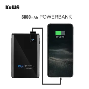 KuWFi Wireless Data share Power bank Travel Router , Wireless SD Card Reader Connect Portable SSD Hard Drive to iPhone iPad