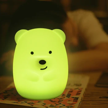 LED Bear Silica gel Night light for нощна лампа за детска нощна лампа Pat color lamp AAA battery baby lamp protect eyes