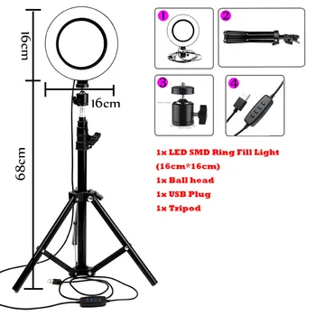 LED Dimmable Photography Selfie Ring Lamp Camera Photo/Studio/Phone/Camera Photography Ring light лампа за грим и светлата част на статив