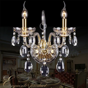 Led свещ кристален лампа модерни, прозрачни кристални полилеи трапезария луксозен полилей спалня светлинното устройство стъклени лампи