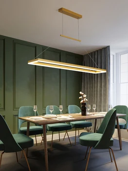 Led трапезария полилей Nordic luxury minimalist Modern minimalist office strip light front desk Brown Bar подвесная лампа